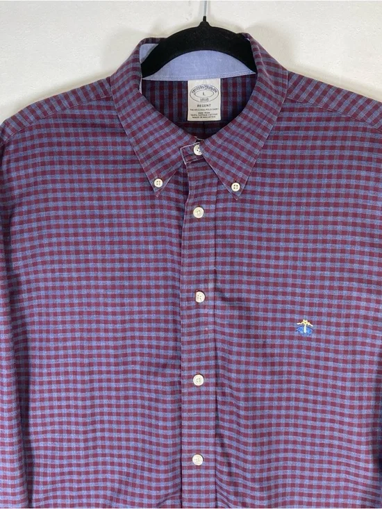 Brooks Brothers Regent Original Polo Shirt Non Iron Men’s L Plaid Supima Cotton - Picture 5 of 15
